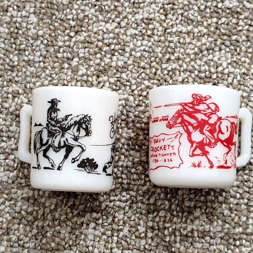 Vintage 1950s Milk Glass Mugs   - 6 oz  - Child Size